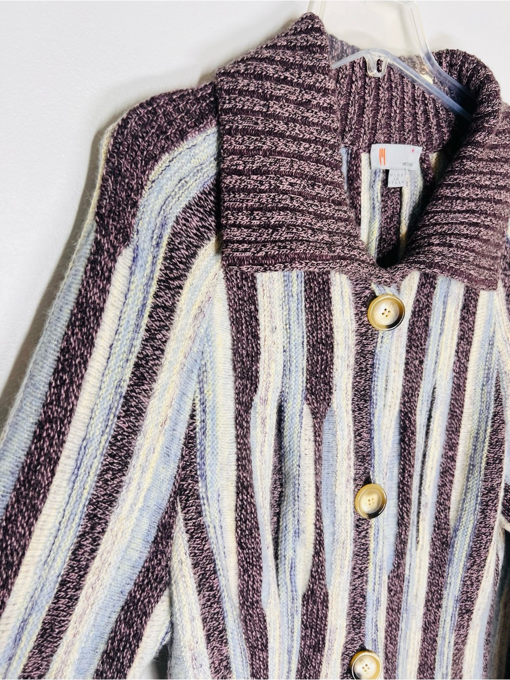 Missoni Wool Striped Button Duster Longline Cardigan Sweater  Italy Sz 14 - Picture 3 of 7